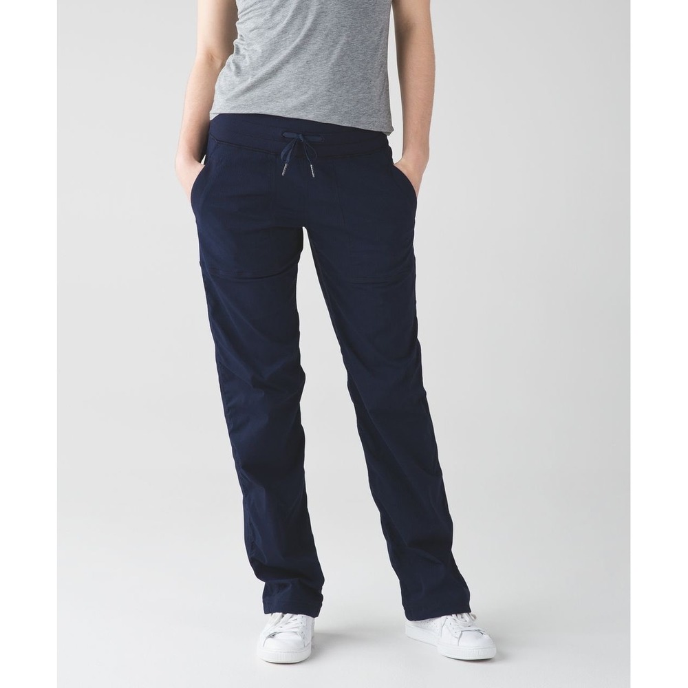 Lululemon Studio Pant III Inkwell Blue Dance Active Gym Travel Ruched Womens 6